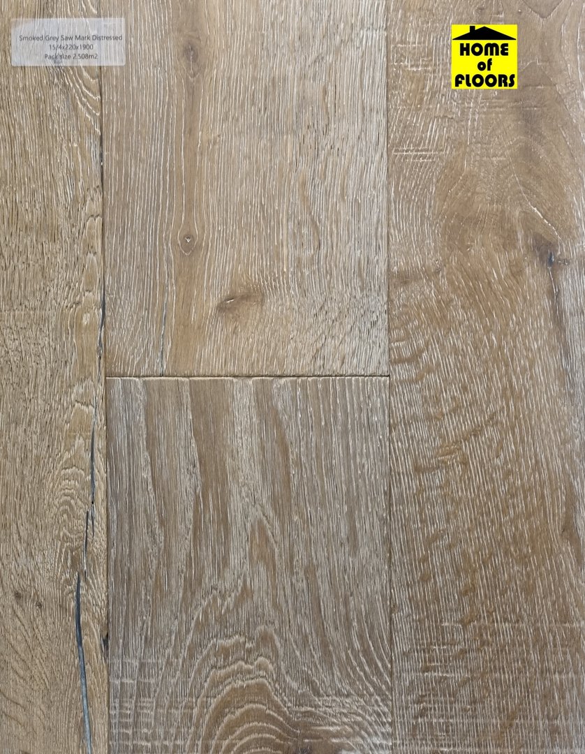 Cantillon Engineered Oak 15/4 x 220mm wide Smoked Grey Saw Mark £70.99/m2